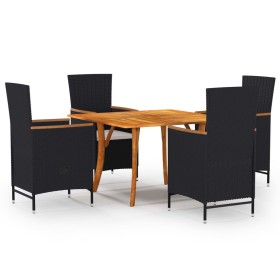 Juego de comedor para jardín 5 piezas negro de vidaXL, Conjuntos de jardín - Ref: Foro24-3071952, Precio: 714,99 €, Descuento: %