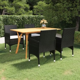 Juego de comedor para jardín de 5 piezas negro de vidaXL, Conjuntos de jardín - Ref: Foro24-3072111, Precio: 420,99 €, Descue...