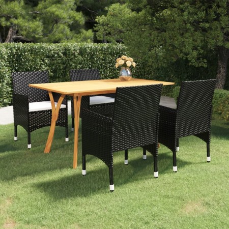 Juego de comedor para jardín de 5 piezas negro de vidaXL, Conjuntos de jardín - Ref: Foro24-3072111, Precio: 471,52 €, Descue...