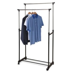 Storage solutions Garderobenständer mit zwei Stangen und Rollen 80x42x(90-160) cm von Storage solutions, Kommoden-Organizer u...