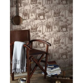 DUTCH WALLCOVERINGS Tapete mit anthrazitfarbenen Bäumen und Elefanten von DUTCH WALLCOVERINGS, Bemaltes Papier - Ref: Foro24-...