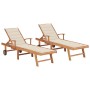 Sun loungers 2 pcs solid teak wood with cream cushion by vidaXL, Loungers - Ref: Foro24-3073188, Price: 593,49 €, Discount: %