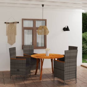 Juego de comedor para jardín 5 piezas gris de vidaXL, Conjuntos de jardín - Ref: Foro24-3071819, Precio: 738,99 €, Descuento: %