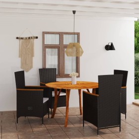 Juego de comedor para jardín 5 piezas negro de vidaXL, Conjuntos de jardín - Ref: Foro24-3071818, Precio: 749,99 €, Descuento: %