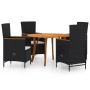 Juego de comedor para jardín 5 piezas negro de vidaXL, Conjuntos de jardín - Ref: Foro24-3071818, Precio: 749,84 €, Descuento: %