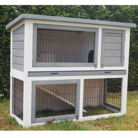 @Pet Outdoo Outdoor hutch Benji wood gray and white 115x48x92 cm by @Pet, Cages and habitats for small animals - Ref: Foro24-...