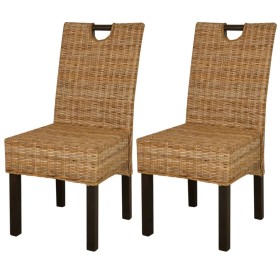 Sillas de comedor 2 unidades ratán kubu y madera de mango de vidaXL, Sillas de comedor - Ref: Foro24-243638, Precio: 232,11 €...