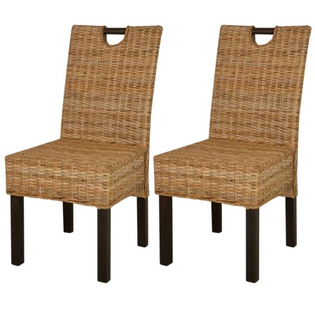 Esszimmerstühle 2 Einheiten aus Kubu-Rattan und Mangoholz von vidaXL, Essstühle - Ref: Foro24-243638, Preis: 247,11 €, Rabatt: %