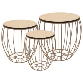 Coffee tables 3 pieces poplar plywood and iron by vidaXL, Coffee table - Ref: Foro24-246839, Price: 76,39 €, Discount: %