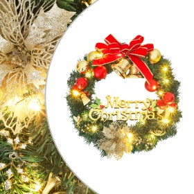 Christmas wreath with 15 green LED lights 30 cm by vidaXL, Christmas lights - Ref: Foro24-357764, Price: 23,99 €, Discount: %