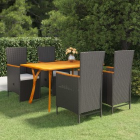 Juego de comedor para jardín 5 piezas negro de vidaXL, Conjuntos de jardín - Ref: Foro24-3072143, Precio: 676,99 €, Descuento: %