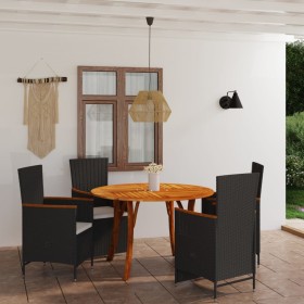 Juego de comedor para jardín 5 piezas negro de vidaXL, Conjuntos de jardín - Ref: Foro24-3071821, Precio: 695,99 €, Descuento: %