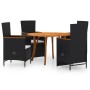 Juego de comedor para jardín 5 piezas negro de vidaXL, Conjuntos de jardín - Ref: Foro24-3071821, Precio: 695,97 €, Descuento: %