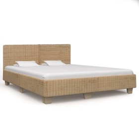 Estructura de cama tejida a mano de ratán auténtico 180x200 cm de vidaXL, Camas y somieres - Ref: Foro24-283090, Precio: 382,...