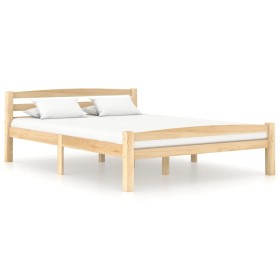 Solid pine wood bed frame 140x200 cm by vidaXL, Beds and slatted bases - Ref: Foro24-322064, Price: 118,45 €, Discount: %