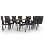 Set de muebles de comedor de jardín 9 piezas ratán PE negro de vidaXL, Conjuntos de jardín - Ref: Foro24-3072505, Precio: 650...