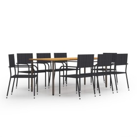 Set de muebles de comedor de jardín 9 piezas ratán PE negro de vidaXL, Conjuntos de jardín - Ref: Foro24-3072509, Precio: 582...