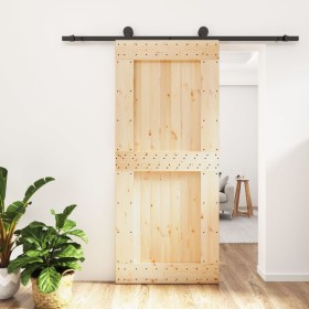 Puerta corredera con herrajes madera maciza de pino 90x210 cm de vidaXL, Puertas - Ref: Foro24-3203073, Precio: 153,71 €, Des...