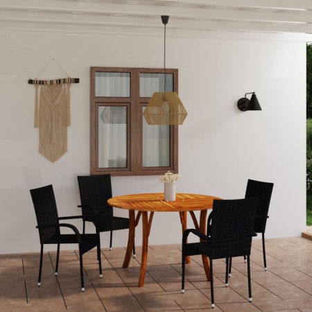 Juego de comedor para jardín 5 piezas negro de vidaXL, Conjuntos de jardín - Ref: Foro24-3071810, Precio: 389,91 €, Descuento: %