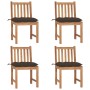 Garden chairs 4 units solid teak wood with cushions by vidaXL, Garden chairs - Ref: Foro24-3073111, Price: 418,25 €, Discount: %