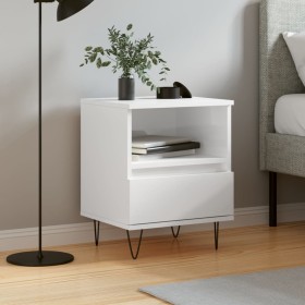 Glossy white plywood nightstand 40x35x50 cm by vidaXL, Nightstands - Ref: Foro24-830624, Price: 46,99 €, Discount: %