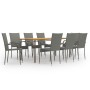 Set de muebles de comedor de jardín 9 piezas de ratán PE gris de vidaXL, Conjuntos de jardín - Ref: Foro24-3072506, Precio: 6...