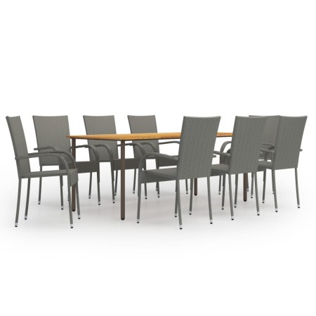 9-piece gray PE rattan garden dining furniture set by vidaXL, Garden sets - Ref: Foro24-3072506, Price: 624,72 €, Discount: %