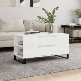 Glossy white engineered wood coffee table 102x44.5x50 cm by vidaXL, Coffee table - Ref: Foro24-831006, Price: 94,99 €, Discou...