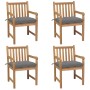 Garden chairs 4 pcs solid teak wood with gray cushions by vidaXL, Garden chairs - Ref: Foro24-3073020, Price: 551,30 €, Disco...