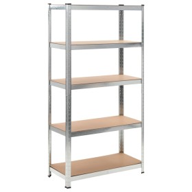 Storage shelving 5 levels plywood and silver steel by vidaXL, Industrial shelving - Ref: Foro24-140646, Price: 51,99 €, Disco...