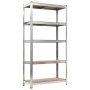 Storage shelving 5 levels plywood and silver steel by vidaXL, Industrial shelving - Ref: Foro24-140646, Price: 51,99 €, Disco...