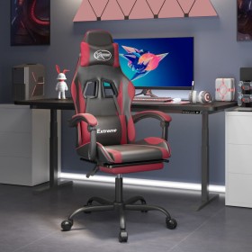 Silla gaming con reposapiés cuero sintético negro rojo tinto de vidaXL, Sillones para videojuegos - Ref: Foro24-3143885, Prec...