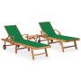 Sonnenliegen mit Tisch und Kissen 2 Einheiten aus massivem Teakholz von vidaXL, Liegen - Ref: Foro24-3073176, Preis: 612,07 €...