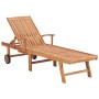 Sun loungers with table and cushion 2 units solid teak wood by vidaXL, Loungers - Ref: Foro24-3073176, Price: 612,07 €, Disco...