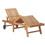 Sun loungers with table and cushion 2 units solid teak wood by vidaXL, Loungers - Ref: Foro24-3073176, Price: 612,07 €, Disco...