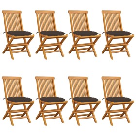 Garden chairs 8 units teak wood with taupe gray cushions by vidaXL, Garden chairs - Ref: Foro24-3072940, Price: 512,92 €, Dis...