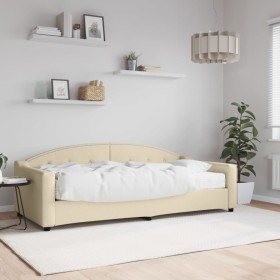 Sofa bed with cream fabric mattress 90x200 cm by vidaXL, Beds and slatted bases - Ref: Foro24-3197516, Price: 345,55 €, Disco...