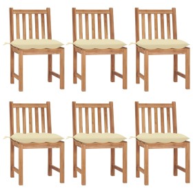 Garden chairs 6 units solid teak wood with cushions by vidaXL, Garden chairs - Ref: Foro24-3073132, Price: 612,85 €, Discount: %