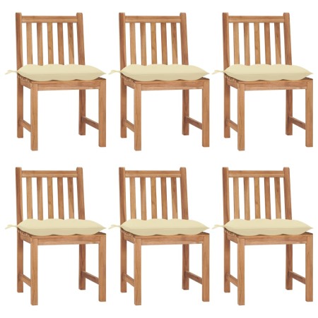 Garden chairs 6 units solid teak wood with cushions by vidaXL, Garden chairs - Ref: Foro24-3073132, Price: 612,20 €, Discount: %