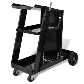 Black welding cart with 3 shelves workshop organizer by vidaXL, Cargo forklifts - Ref: Foro24-140950, Price: 92,32 €, Discoun...