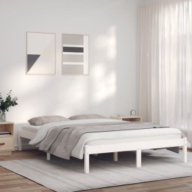 Solid white pine wood bed frame 120x200 cm by vidaXL, Beds and slatted bases - Ref: Foro24-835752, Price: 124,11 €, Discount: %