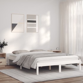 Estructura de cama madera maciza de pino blanco 140x200 cm de vidaXL, Camas y somieres - Ref: Foro24-835755, Precio: 130,90 €...