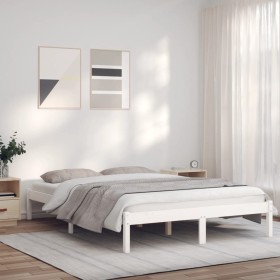 Solid white pine wood bed frame 150x200 cm by vidaXL, Beds and slatted bases - Ref: Foro24-835758, Price: 136,19 €, Discount: %