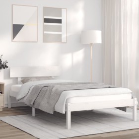 Solid white pine wood bed frame 75x190 cm by vidaXL, Beds and slatted bases - Ref: Foro24-835770, Price: 103,78 €, Discount: %