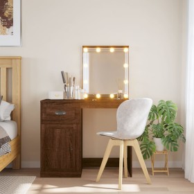 Dressing table with LED lights brown oak 90x42x132.5 cm by vidaXL, Bedroom Dressers - Ref: Foro24-834977, Price: 106,99 €, Di...