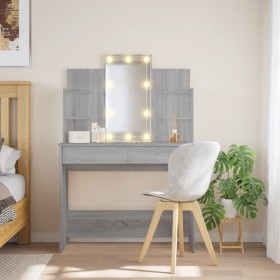 Dresser with LED lights in Sonoma gray 96x40x142 cm by vidaXL, Bedroom Dressers - Ref: Foro24-837898, Price: 147,15 €, Discou...