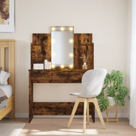 Dressing table with LED lights smoked oak 96x40x142 cm by vidaXL, Bedroom Dressers - Ref: Foro24-837897, Price: 95,99 €, Disc...