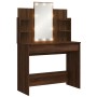 Dressing table with LED lights brown oak 96x40x142 cm by vidaXL, Bedroom Dressers - Ref: Foro24-837899, Price: 97,26 €, Disco...