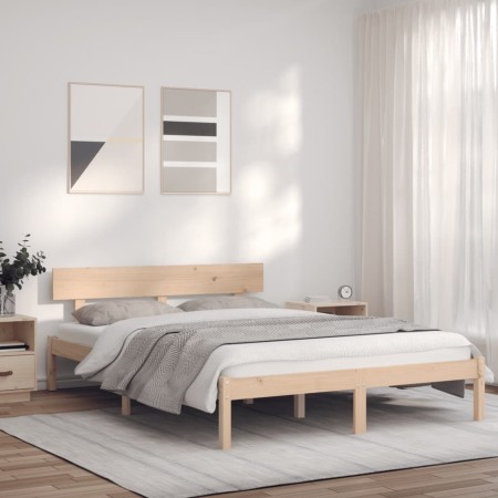 Estructura de cama madera maciza de pino 120x200 cm de vidaXL, Camas y somieres - Ref: Foro24-835790, Precio: 126,45 €, Descu...