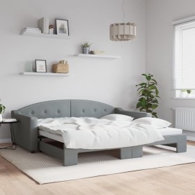 Trundle sofa bed light gray fabric 100x200 cm by vidaXL, Beds and slatted bases - Ref: Foro24-3197535, Price: 315,99 €, Disco...